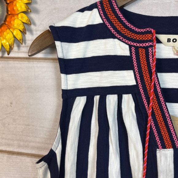 Boden New Nadine Notch Stripe Embroidered V Neck Tassels Dress Womens US 6 - Picture 5 of 10